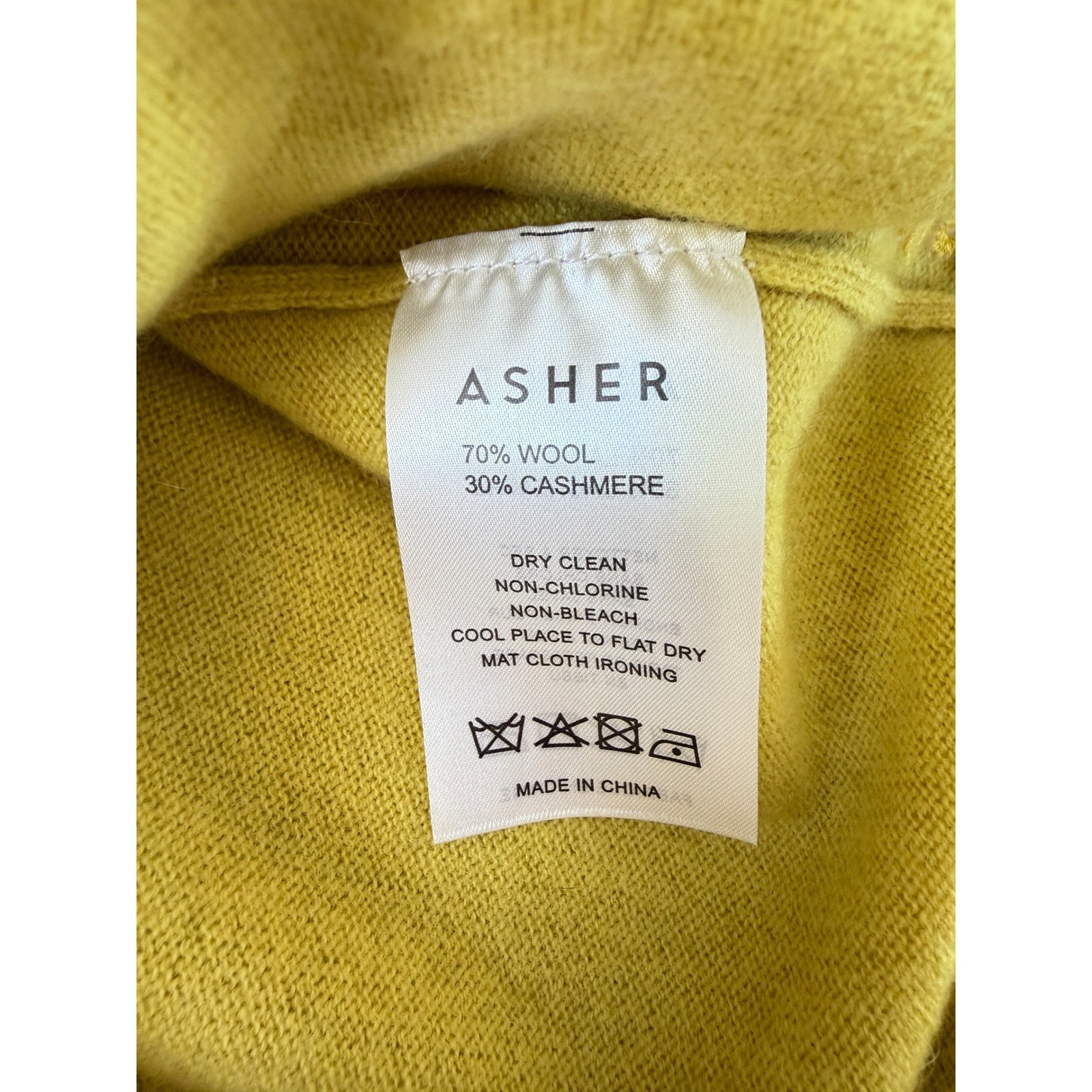 Nwot Asher Golf Mens Sero Cashmere Wool Blend Hoodie Yellow Citron Size M — image 6 of 8